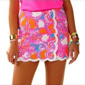 Lilly Pulitzer Pink Orange Textured Mini Skirt - Size 4